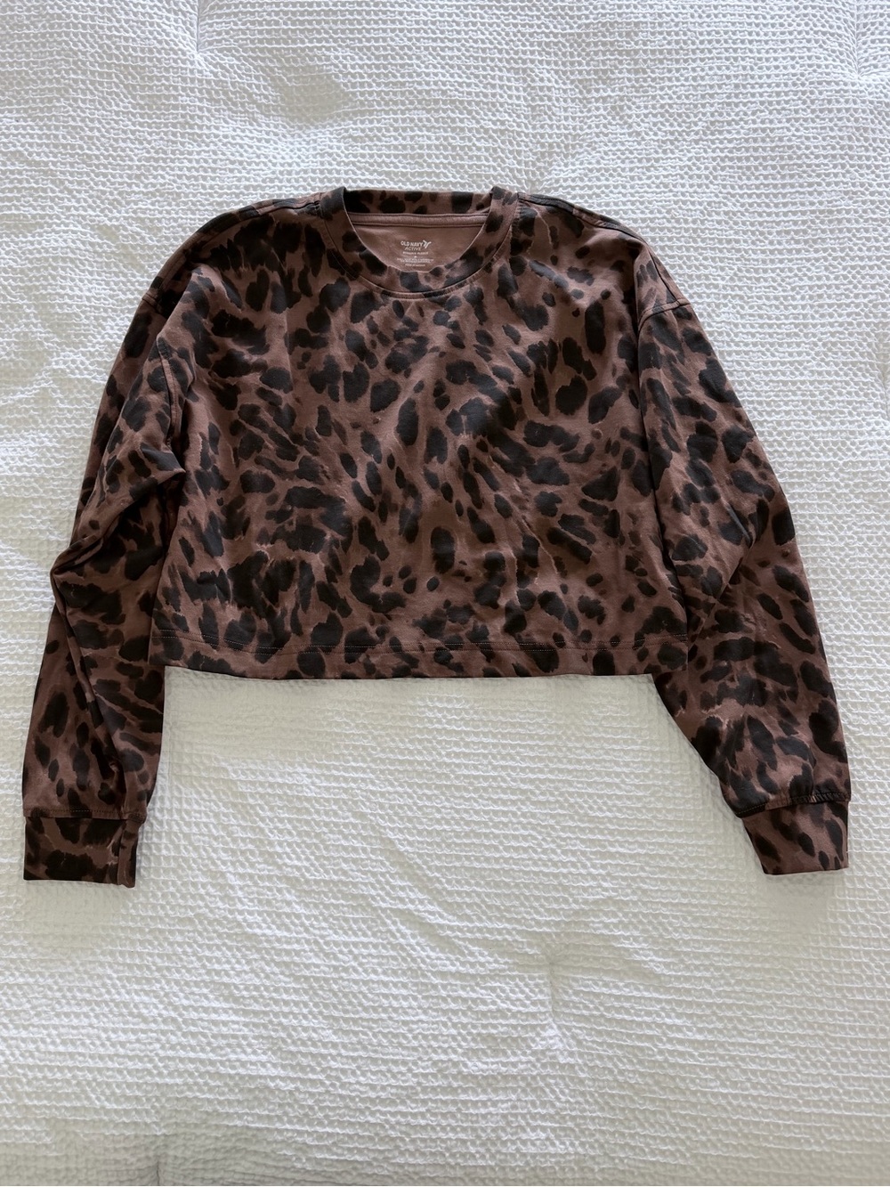 Old Navy Dynamic Fleece Active Brown and Black Leopard Cropped Sweatshirt